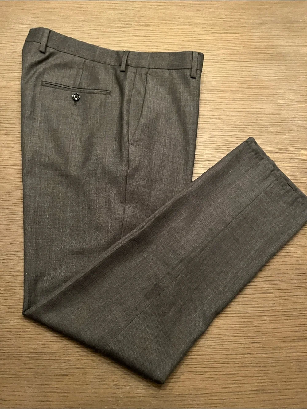 J. Crew Men's 100% Wool Gray Dress Pants - Tailored Flat Front Trousers